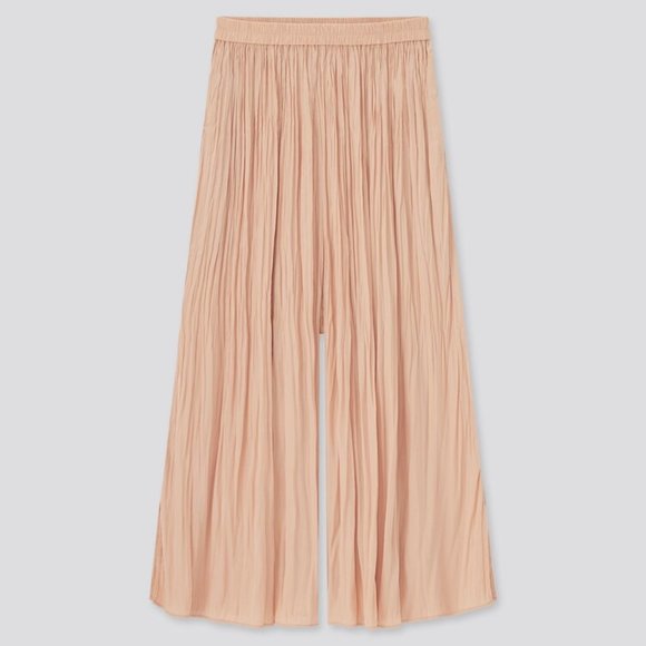 Uniqlo - Washer Pastel Orange Satin Skirt Pant Wide Leg Pull On - Size XS - Picture 1 of 15